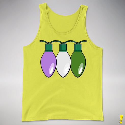 Genderqueer Pride Christmas Lights Premium Tank Top - Neon Yellow